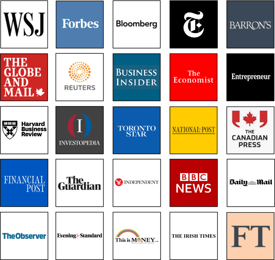 Wide range of publishers including the Wall Street Journal, The New York Times, Forbes, Barrons and more.