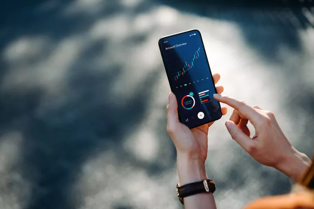 Person checking investment account overview on phone