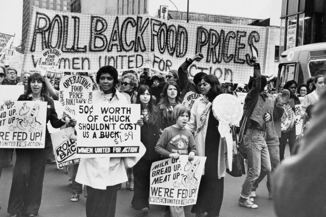 Women and children marching to protest the rise of food prices in New York in April 1973. Keystone:Hulton Archive:Getty Images.jpeg